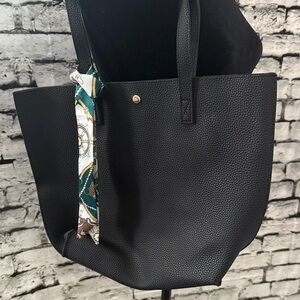 Vegan Leather Black Tote Bag